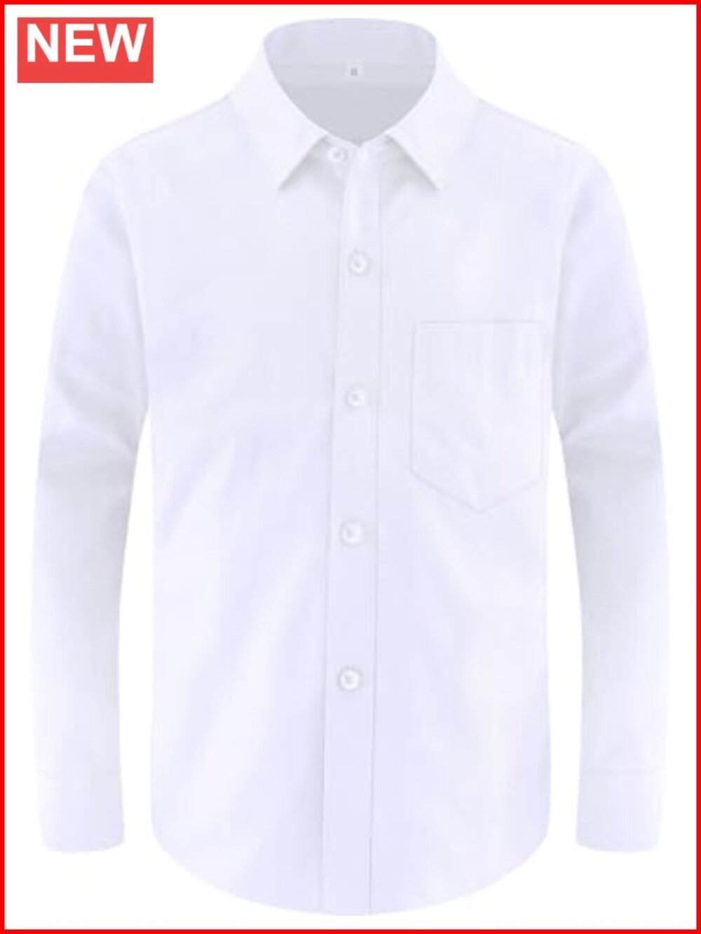 Boys Long Sleeve Button-Down Dress Shirt with Chest Pocket